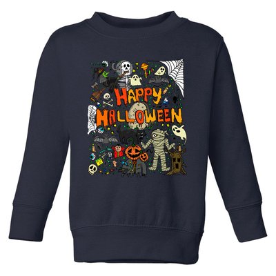 Happy Halloween Scary Retro Toddler Sweatshirt