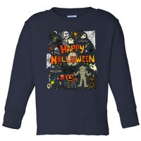 Happy Halloween Scary Retro Toddler Long Sleeve Shirt