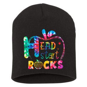 Hello Head Start Rock Tie Dye Back To School Teacher Short Acrylic Beanie