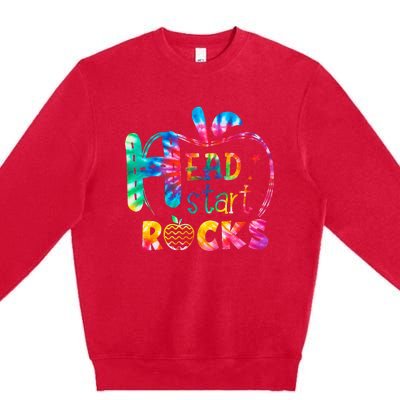 Hello Head Start Rock Tie Dye Back To School Teacher Premium Crewneck Sweatshirt