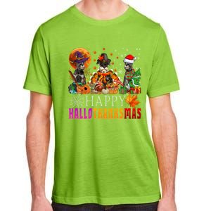 Happy Hallothanksmas Schnauzer Dog Lover Halloween Christmas Gift Adult ChromaSoft Performance T-Shirt