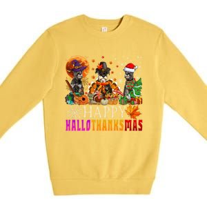 Happy Hallothanksmas Schnauzer Dog Lover Halloween Christmas Gift Premium Crewneck Sweatshirt