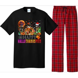 Happy Hallothanksmas Schnauzer Dog Lover Halloween Christmas Gift Pajama Set