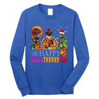 Happy Hallothanksmas Schnauzer Dog Lover Halloween Christmas Gift Long Sleeve Shirt