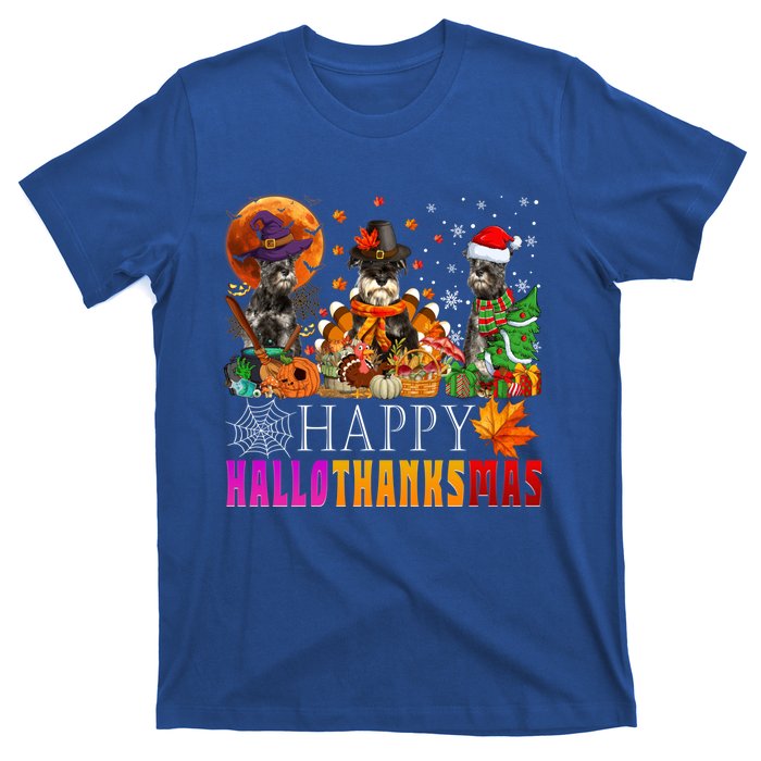 Happy Hallothanksmas Schnauzer Dog Lover Halloween Christmas Gift T-Shirt