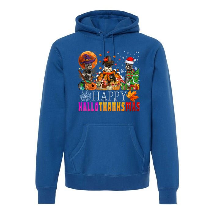 Happy Hallothanksmas Schnauzer Dog Lover Halloween Christmas Gift Premium Hoodie