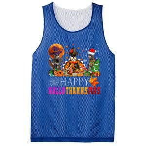 Happy Hallothanksmas Schnauzer Dog Lover Halloween Christmas Gift Mesh Reversible Basketball Jersey Tank