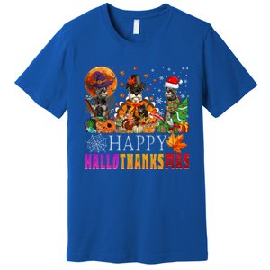 Happy Hallothanksmas Schnauzer Dog Lover Halloween Christmas Gift Premium T-Shirt