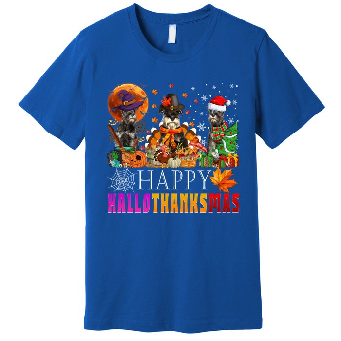 Happy Hallothanksmas Schnauzer Dog Lover Halloween Christmas Gift Premium T-Shirt