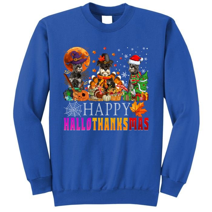 Happy Hallothanksmas Schnauzer Dog Lover Halloween Christmas Gift Tall Sweatshirt