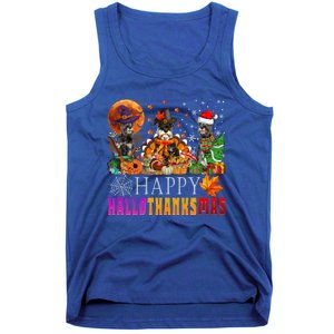 Happy Hallothanksmas Schnauzer Dog Lover Halloween Christmas Gift Tank Top