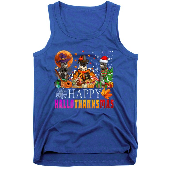 Happy Hallothanksmas Schnauzer Dog Lover Halloween Christmas Gift Tank Top