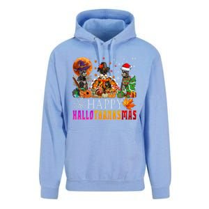 Happy Hallothanksmas Schnauzer Dog Lover Halloween Christmas Gift Unisex Surf Hoodie