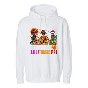 Happy Hallothanksmas Schnauzer Dog Lover Halloween Christmas Gift Garment-Dyed Fleece Hoodie