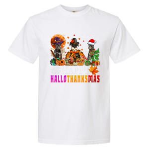 Happy Hallothanksmas Schnauzer Dog Lover Halloween Christmas Gift Garment-Dyed Heavyweight T-Shirt