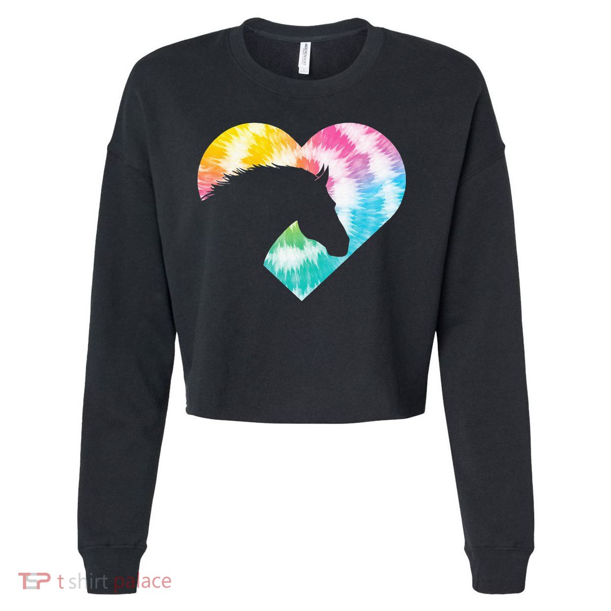 Horse Heart Shaped Animal Lover Horseback Rider Cropped Pullover Crew