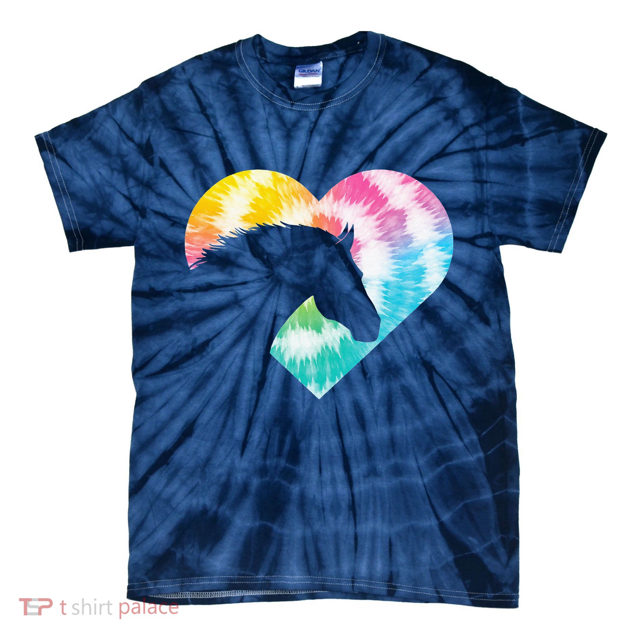 Horse Heart Shaped Animal Lover Horseback Rider Tie-Dye T-Shirt