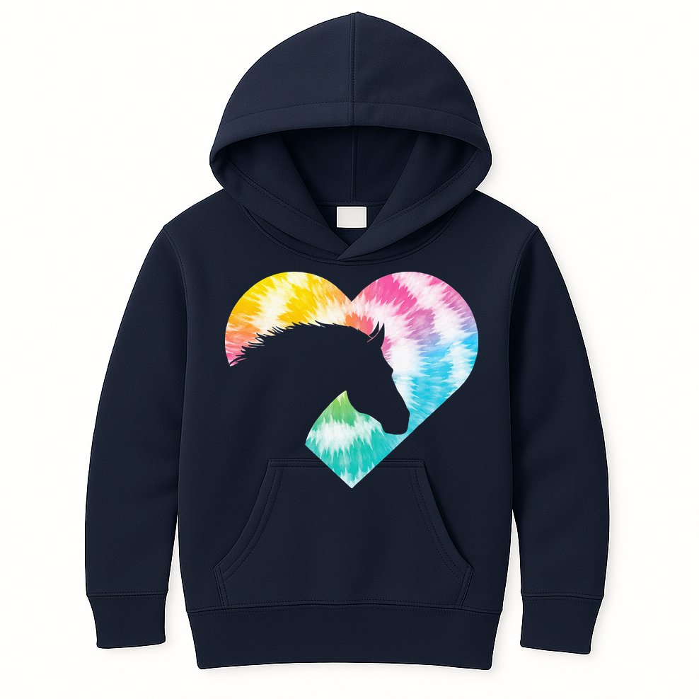Horse Heart Shaped Animal Lover Horseback Rider Kids Hoodie