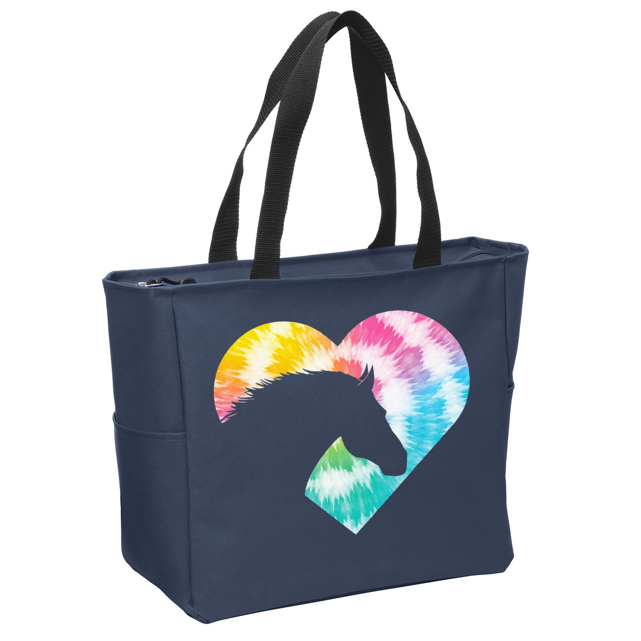 Horse Heart Shaped Animal Lover Horseback Rider Zip Tote Bag