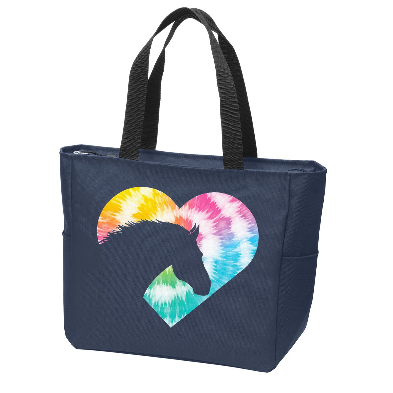 Horse Heart Shaped Animal Lover Horseback Rider Zip Tote Bag