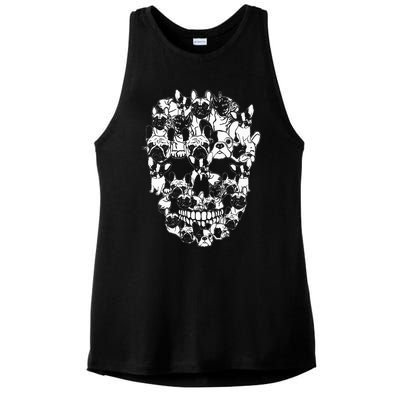 Hilarious Halloween Skull Frenchie Dog Lover Costume Ladies PosiCharge Tri-Blend Wicking Tank