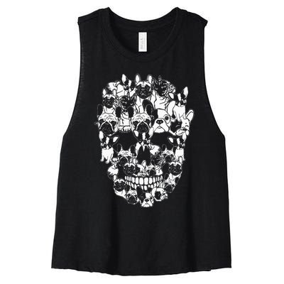 Hilarious Halloween Skull Frenchie Dog Lover Costume Women's Racerback Cropped Tank