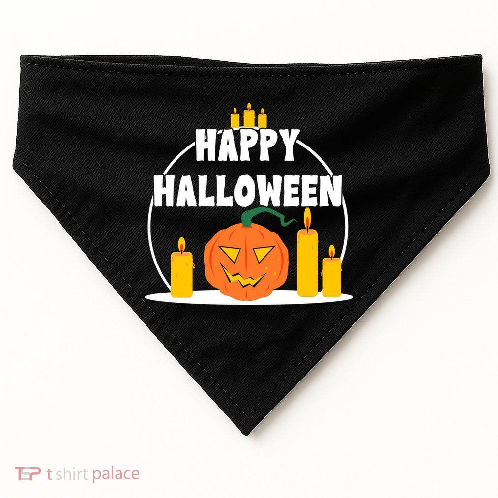 Happy Halloween Spooky Pumpkin Holiday USA-Made Doggie Bandana