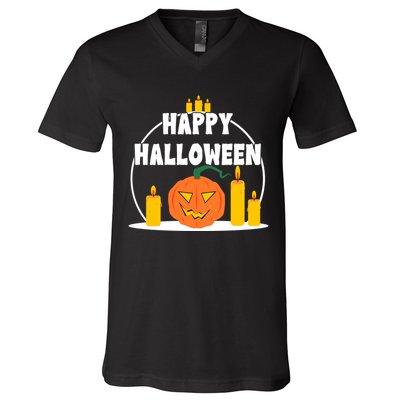 Happy Halloween Spooky Pumpkin Holiday V-Neck T-Shirt