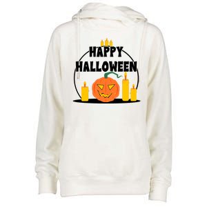 Happy Halloween Spooky Pumpkin Holiday Womens Funnel Neck Pullover Hood