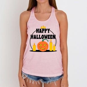 Happy Halloween Spooky Pumpkin Holiday Women's Knotted Racerback Tank