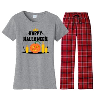 Happy Halloween Spooky Pumpkin Holiday Women's Flannel Pajama Set