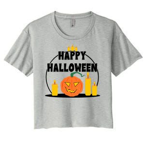 Happy Halloween Spooky Pumpkin Holiday Women's Crop Top Tee