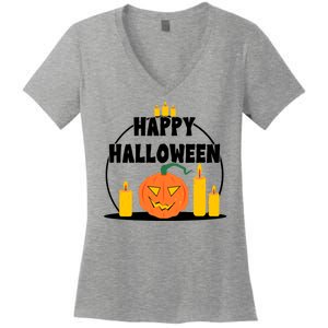 Happy Halloween Spooky Pumpkin Holiday Women's V-Neck T-Shirt