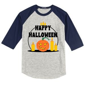 Happy Halloween Spooky Pumpkin Holiday Kids Colorblock Raglan Jersey