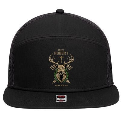 Hubert Hubertus Saint Of Hunters Stag 7 Panel Mesh Trucker Snapback Hat