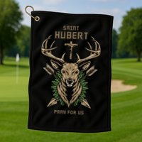 Hubert Hubertus Saint Of Hunters Stag Golf Towel