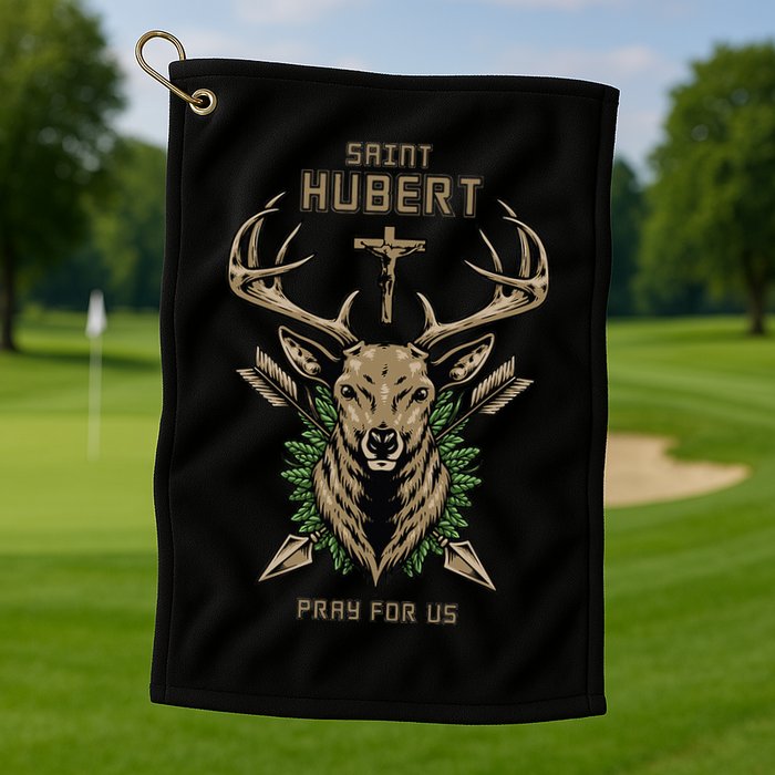 Hubert Hubertus Saint Of Hunters Stag Golf Towel