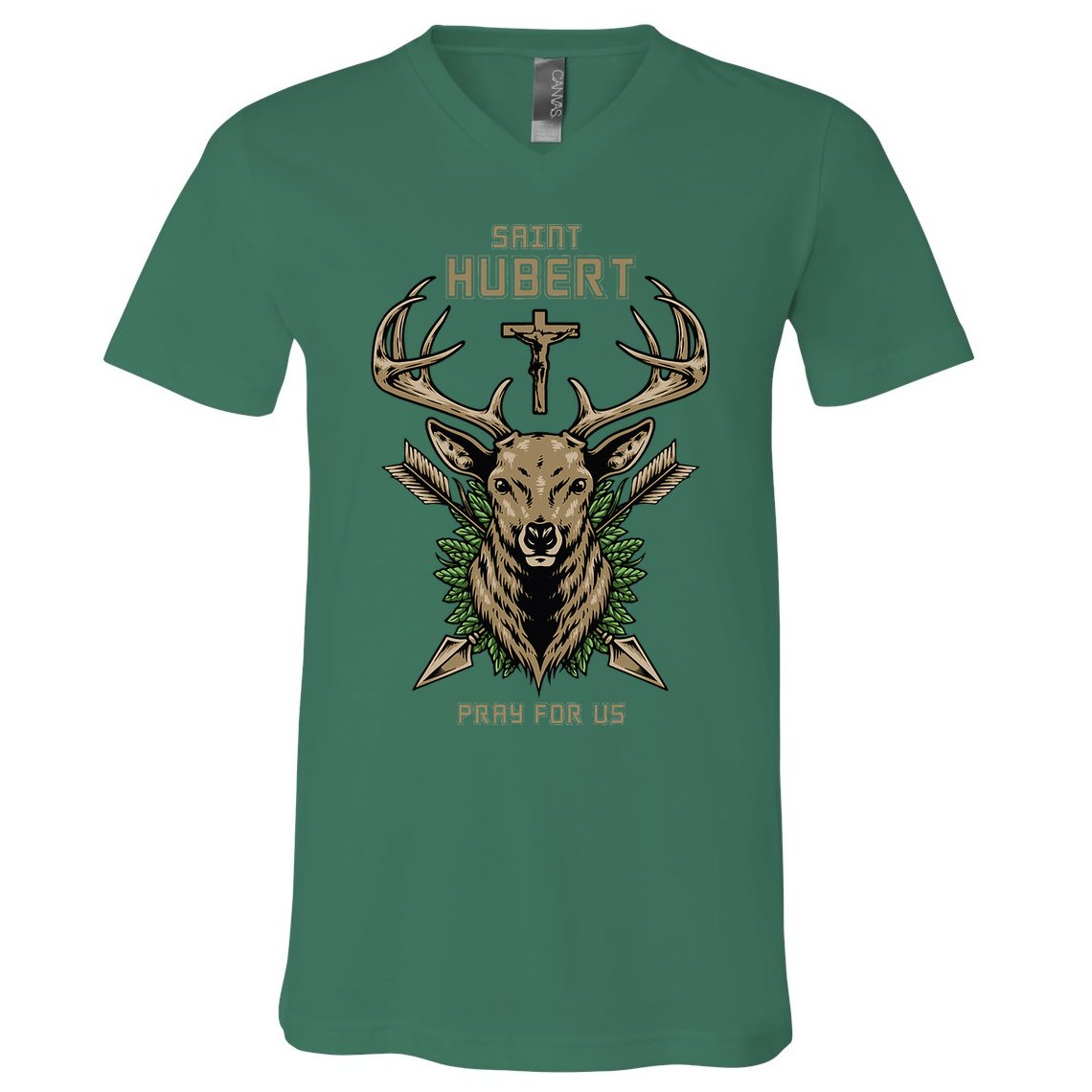 Hubert Hubertus Saint Of Hunters Stag V-Neck T-Shirt