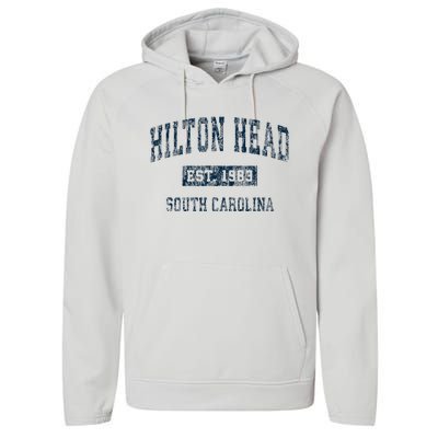 Hilton Head South Carolina Sc Vintage Sports Performance Fleece Hoodie