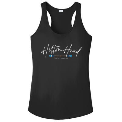 Hilton Head South Carolina Beach Graphic Ladies PosiCharge Competitor Racerback Tank