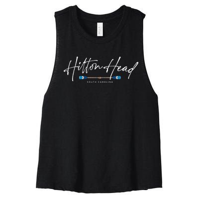 Hilton Head South Carolina Beach Graphic Women's Racerback Cropped Tank