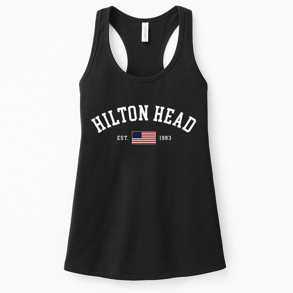 Hilton Head South Carolina Us Flag Vintage Souvenir Womens Tank Top