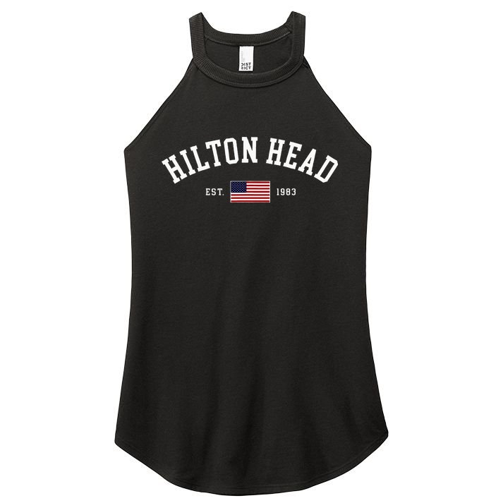 Hilton Head South Carolina Us Flag Vintage Souvenir Women's Perfect Tri Rocker Tank