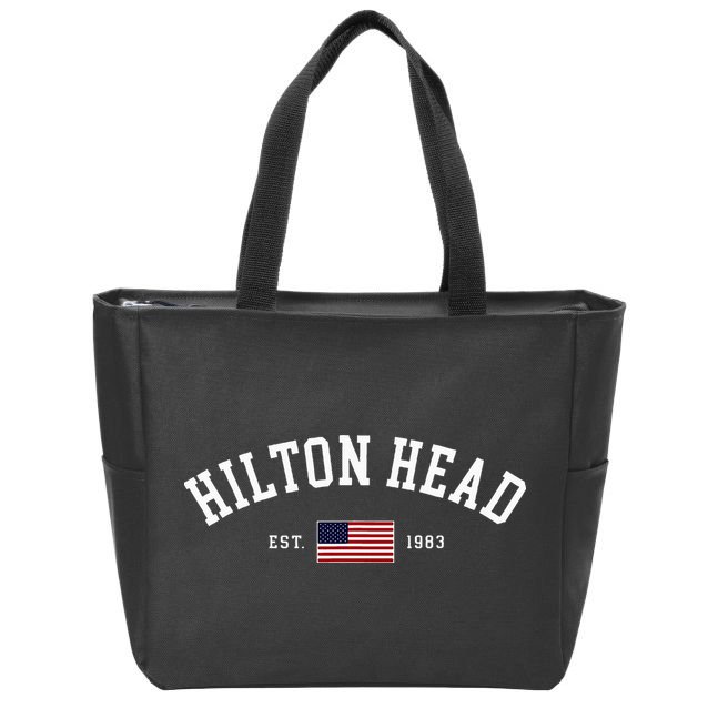 Hilton Head South Carolina Us Flag Vintage Souvenir Zip Tote Bag