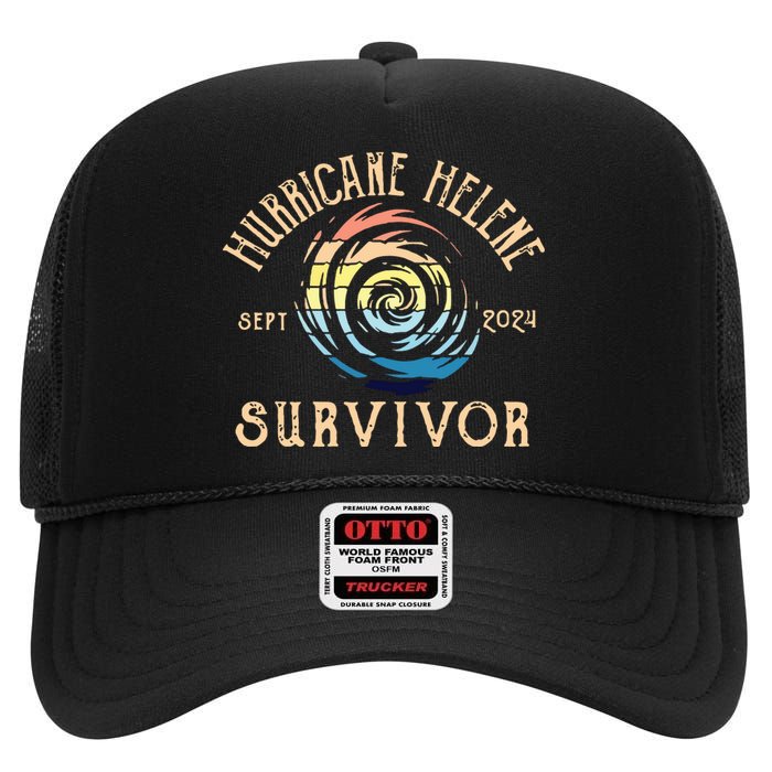 Hurricane Helene Survivor High Crown Mesh Back Trucker Hat