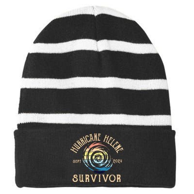 Hurricane Helene Survivor Striped Beanie with Solid Band