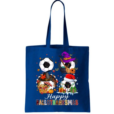 Happy Hallothanksmas Soccer Halloween Thanksgiving Xmas Great Gift Tote Bag