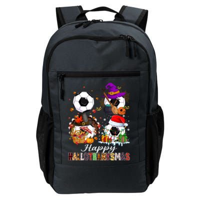 Happy Hallothanksmas Soccer Halloween Thanksgiving Xmas Great Gift Daily Commute Backpack