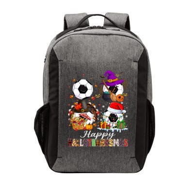 Happy Hallothanksmas Soccer Halloween Thanksgiving Xmas Great Gift Vector Backpack