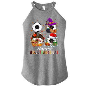 Happy Hallothanksmas Soccer Halloween Thanksgiving Xmas Great Gift Women’s Perfect Tri Rocker Tank